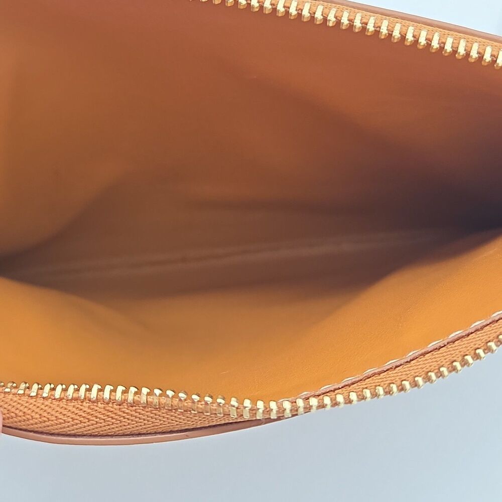 Alexander McQueen Smooth Leather Zip Pouch Clutch Bag Camel Tan Brown Made Italy - Picture 6 of 6